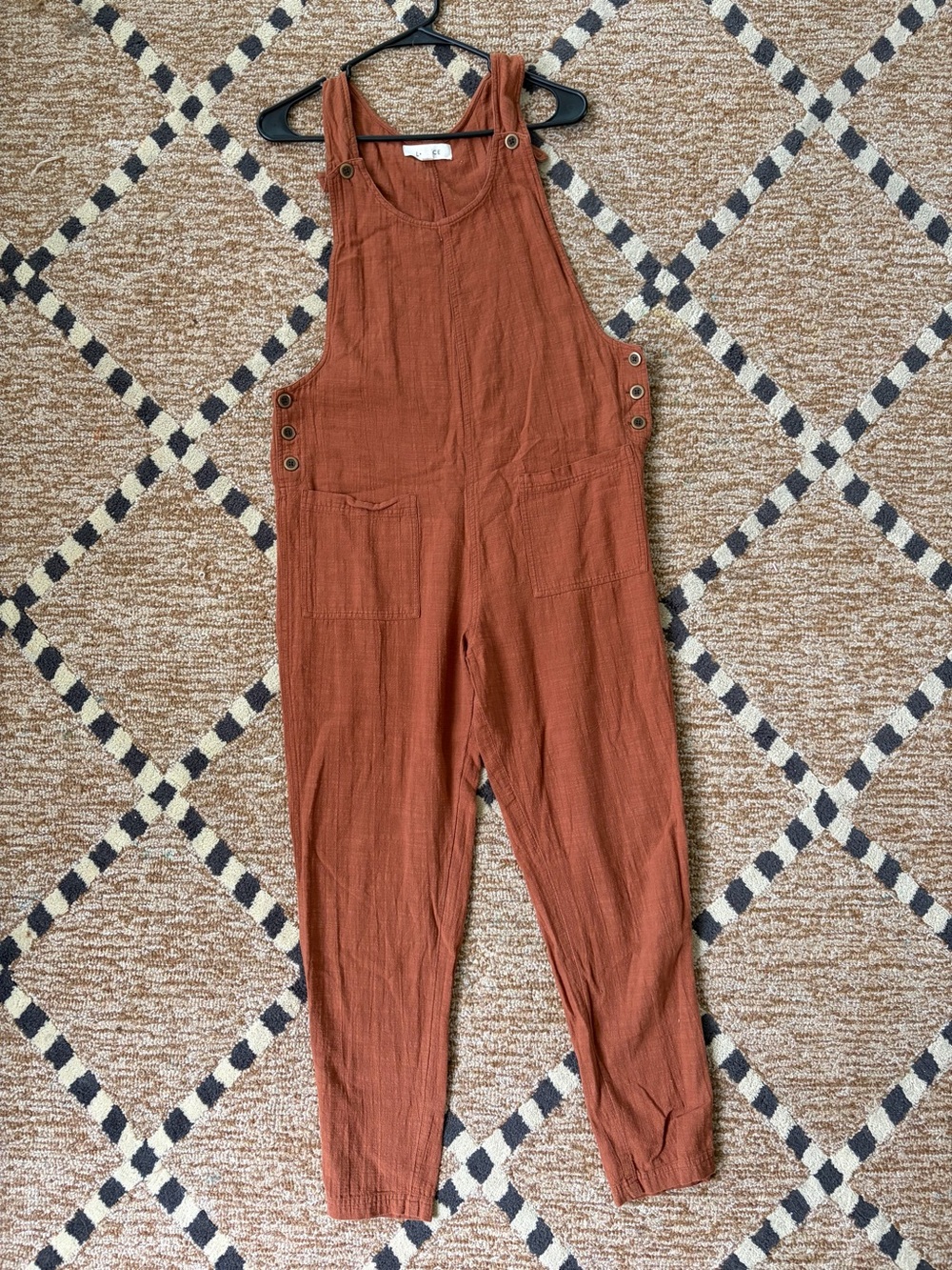l*space Rust Orange Cotton Gauze Overalls